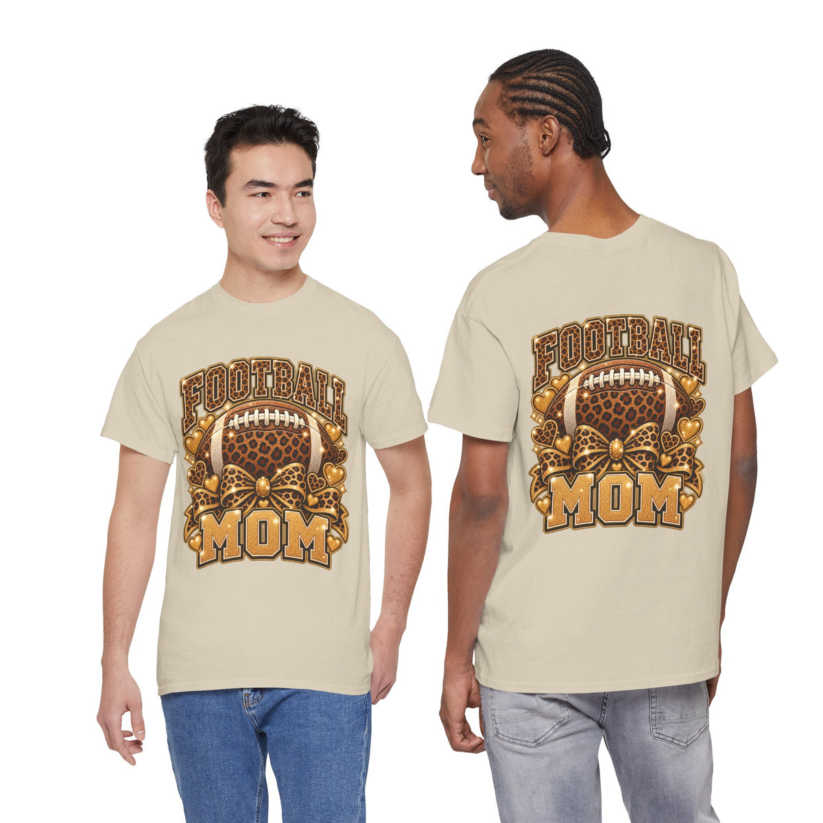 Football Mom T-Shirt — Leopard Football Design, Game Day Mom Tee