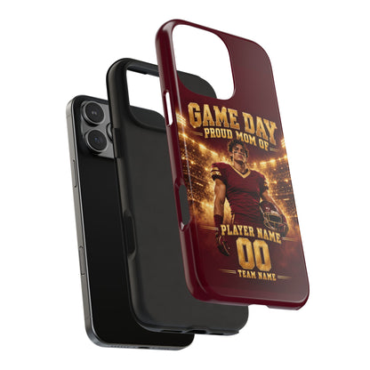 Personalized Game Day Proud Mom Photo Phone Case – Burgundy & Gold