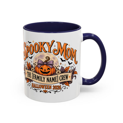 Personalized Spooky Mom Halloween Mug, Custom Family Name Coffee Cup, Halloween Mom Gift, Pumpkin Mug, Fall Gift for Mom