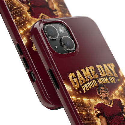 Personalized Game Day Proud Mom Photo Phone Case – Burgundy & Gold