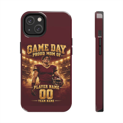 Personalized Game Day Proud Mom Photo Phone Case – Burgundy & Gold
