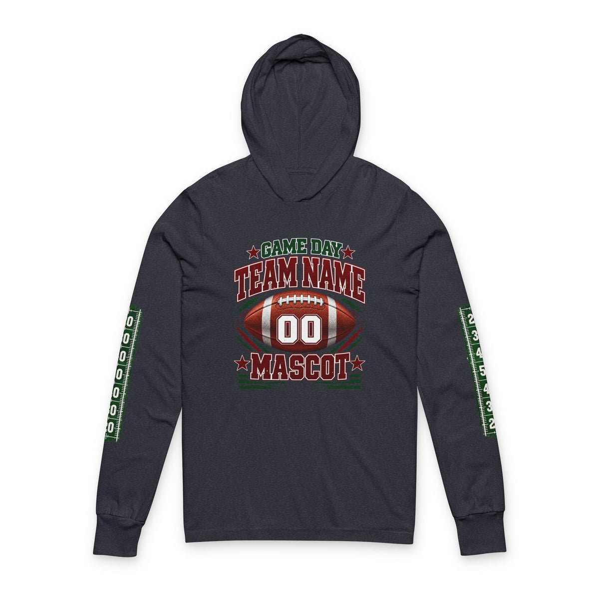 Game Day Football Hoodie Tee — Custom Team Name & Mascot (Number 00)