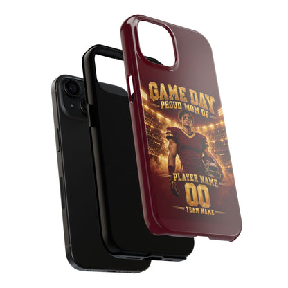 Personalized Game Day Proud Mom Photo Phone Case – Burgundy & Gold