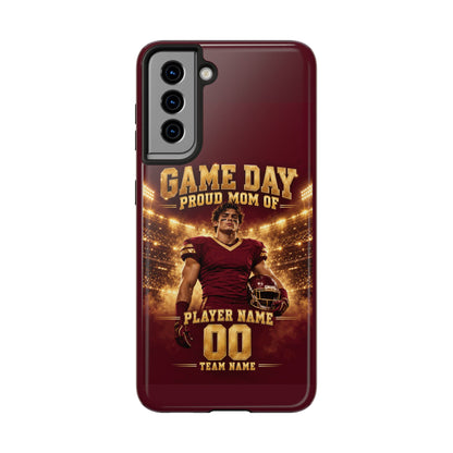 Personalized Game Day Proud Mom Photo Phone Case – Burgundy & Gold