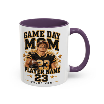 Personalized Game Day Mom Photo Mug – Custom Football Player Name & Number