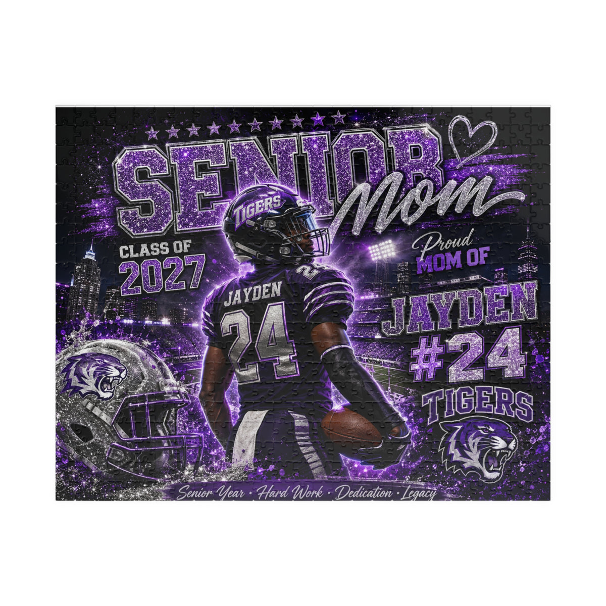 Personalized Senior Mom Football Puzzle, Custom Photo Player Gift, Class of 2027 Senior Night Gift, Football Mom Keepsake