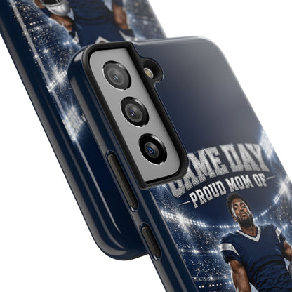 Personalized Game Day Proud Mom Photo Phone Case – Navy & Silver
