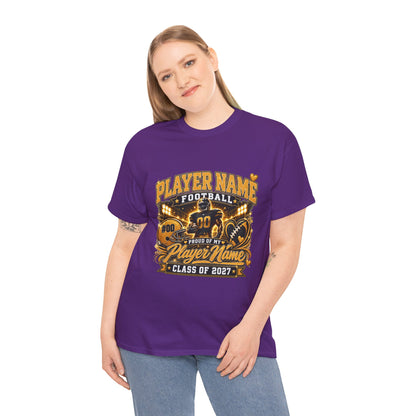 Personalized Senior Football Mom Shirt, Custom Player Name Team Number Tee, Class of 2027 Game Day Mom Shirt, Glitter Effect Football Gift