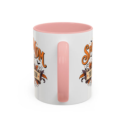 Personalized Spooky Mom Halloween Mug, Custom Family Name Coffee Cup, Halloween Mom Gift, Pumpkin Mug, Fall Gift for Mom