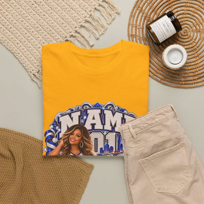 Personalized Football Mom Shirt – Custom Player Name, Number & Team Name – Lady Mascot Game Day Mom Tee – Glitter Effect