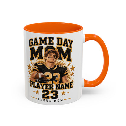 Personalized Game Day Mom Photo Mug – Custom Football Player Name & Number
