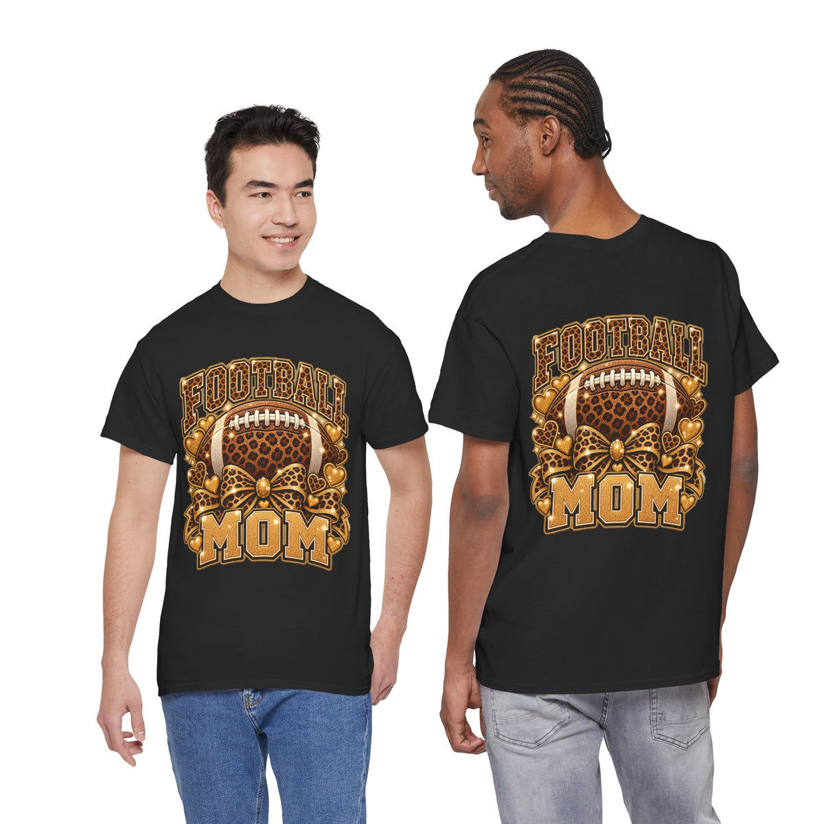 Football Mom T-Shirt — Leopard Football Design, Game Day Mom Tee