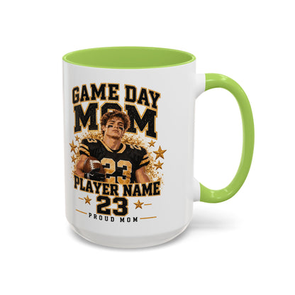 Personalized Game Day Mom Photo Mug – Custom Football Player Name & Number