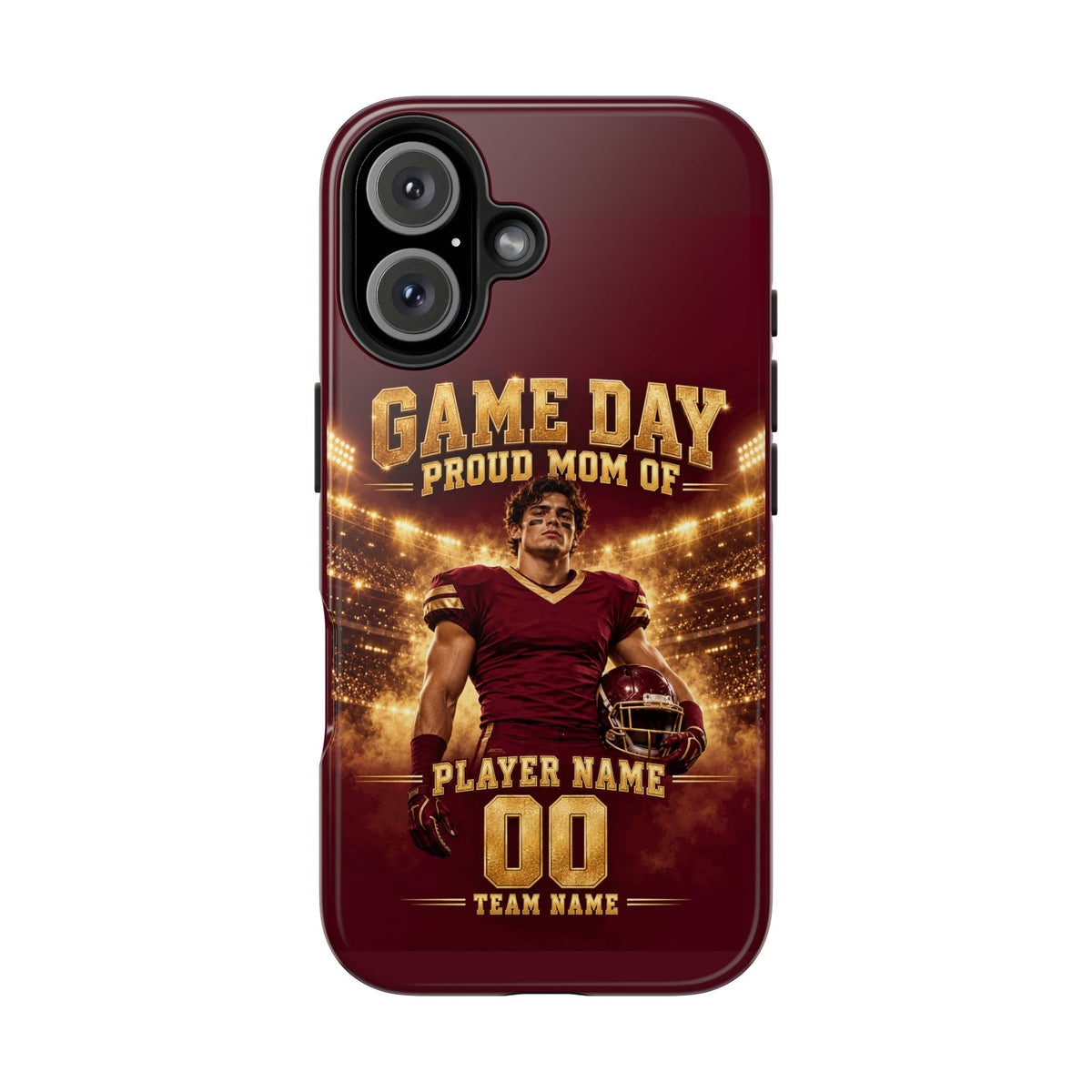 Personalized Game Day Proud Mom Photo Phone Case – Burgundy & Gold