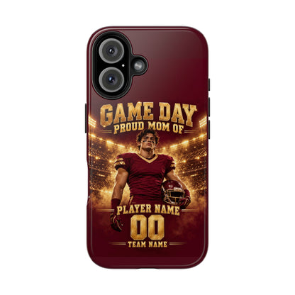 Personalized Game Day Proud Mom Photo Phone Case – Burgundy & Gold