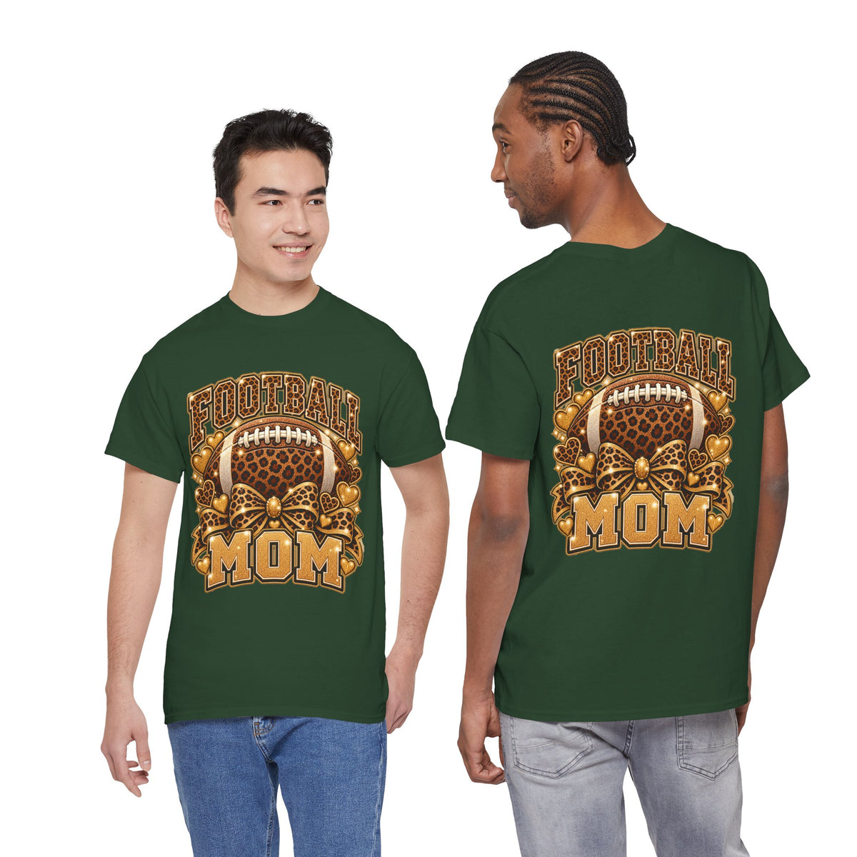 Football Mom T-Shirt — Leopard Football Design, Game Day Mom Tee