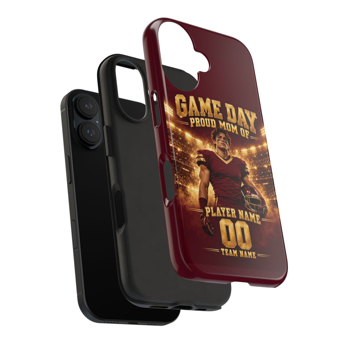 Personalized Game Day Proud Mom Photo Phone Case – Burgundy & Gold