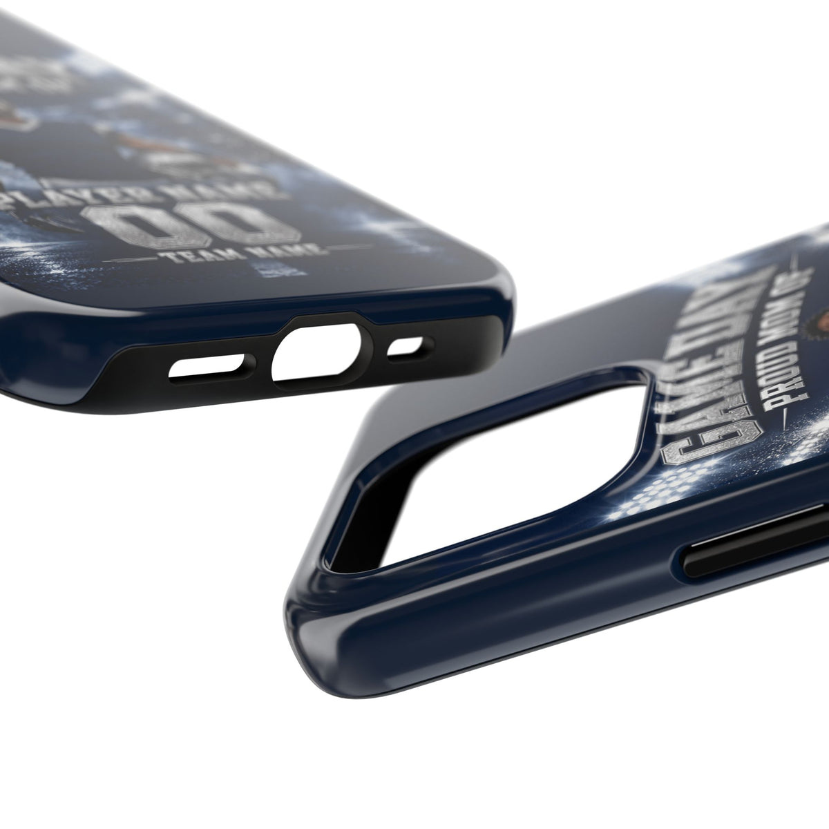 Personalized Game Day Proud Mom Photo Phone Case – Navy & Silver