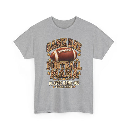 Personalized Game Day Football Mama Shirt — Leopard Gold