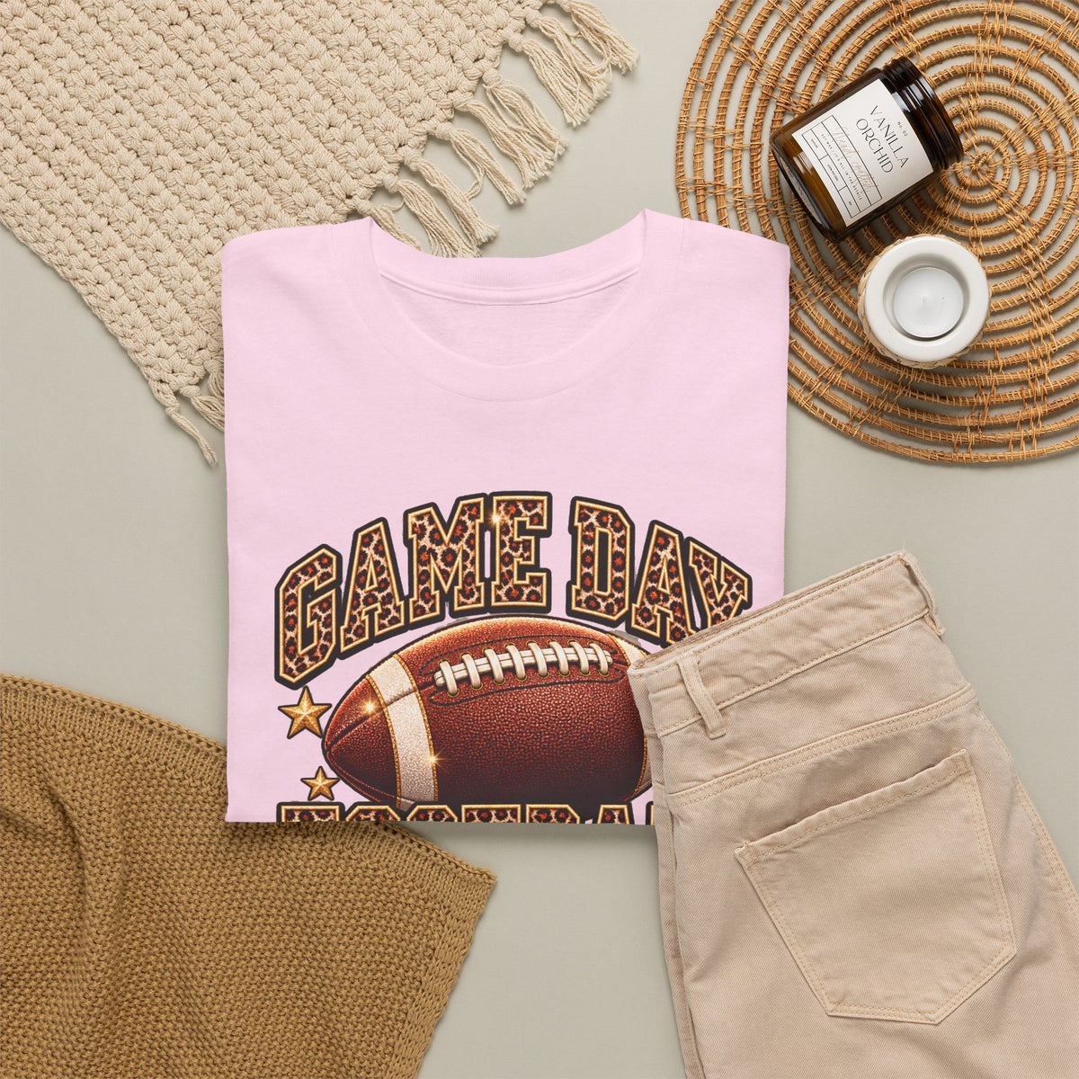 Personalized Game Day Football Mama Shirt — Leopard Gold
