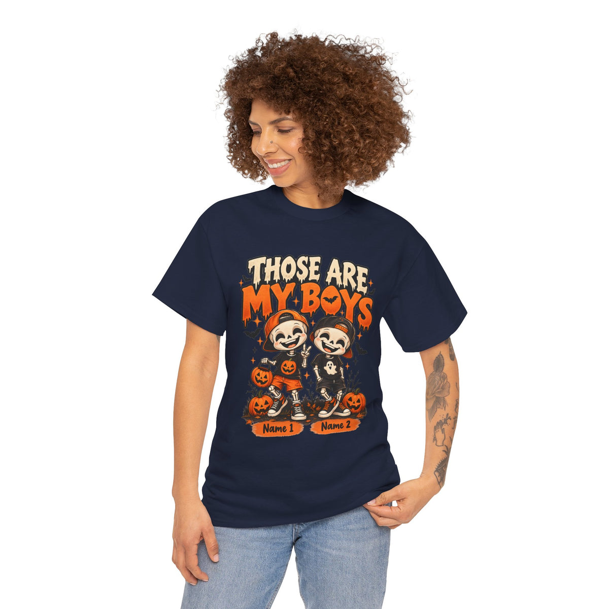 Personalized Spooky Boys Halloween Shirt – Custom Kids Names Mom Tee