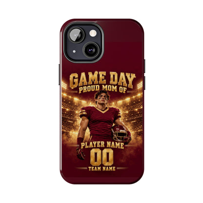 Personalized Game Day Proud Mom Photo Phone Case – Burgundy & Gold