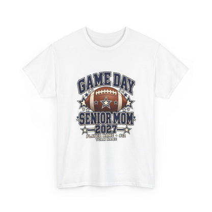 Personalized Game Day Senior Mom Shirt — Navy Silver Custom Year