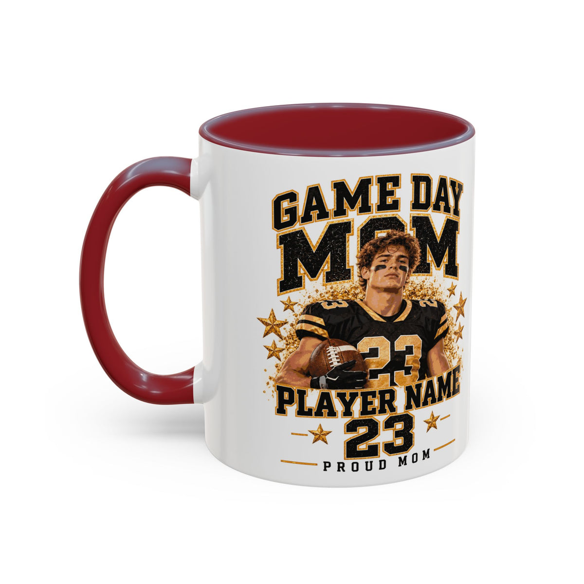 Personalized Game Day Mom Photo Mug – Custom Football Player Name & Number