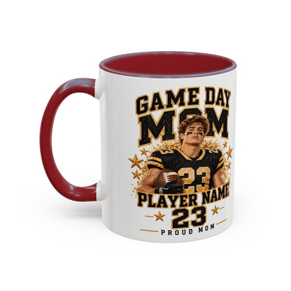 Personalized Game Day Mom Photo Mug – Custom Football Player Name & Number