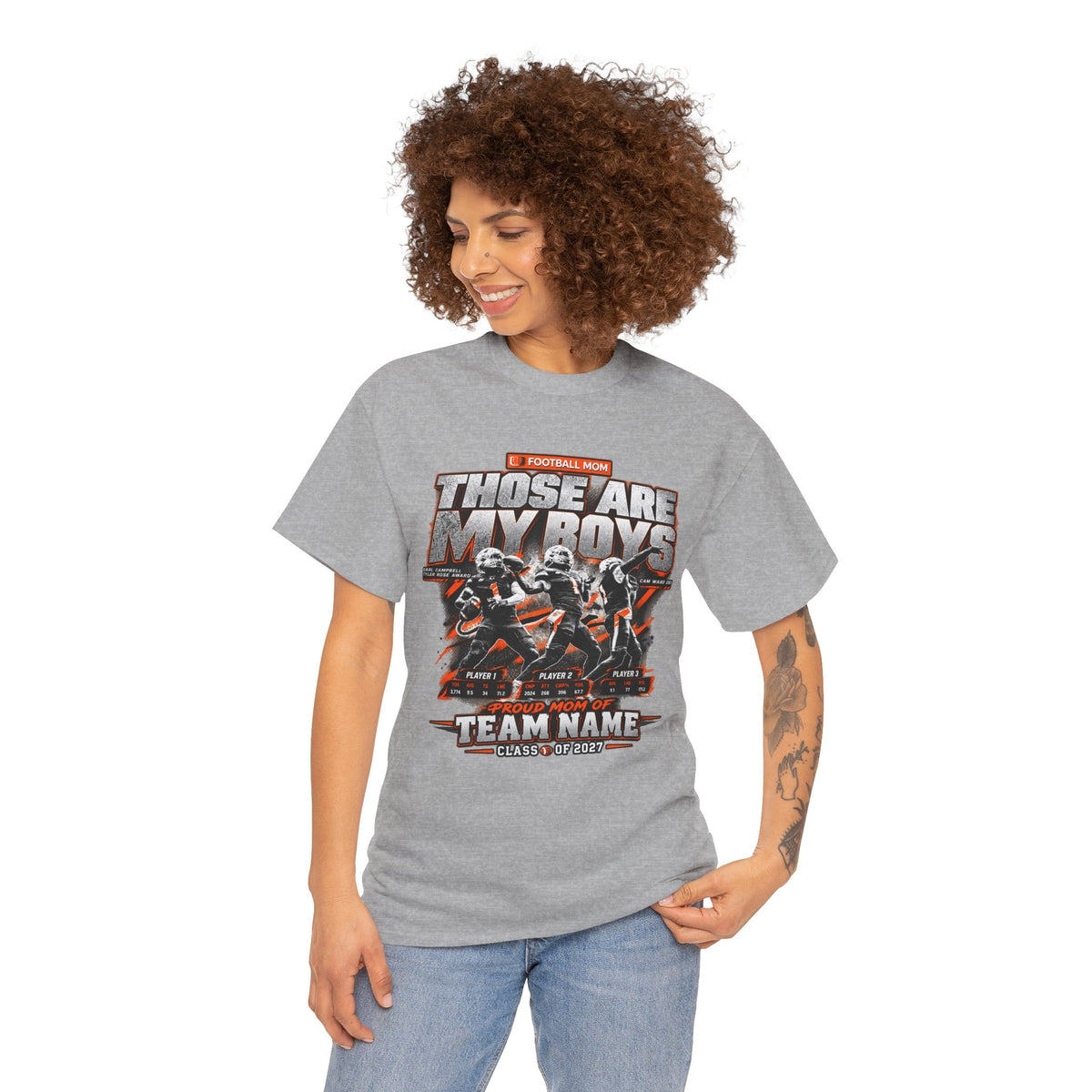 Personalized Football Mom Shirt, Those Are My Boys Tee, Proud Mom Custom Player Shirt, Team Name Class of 2027 Gift