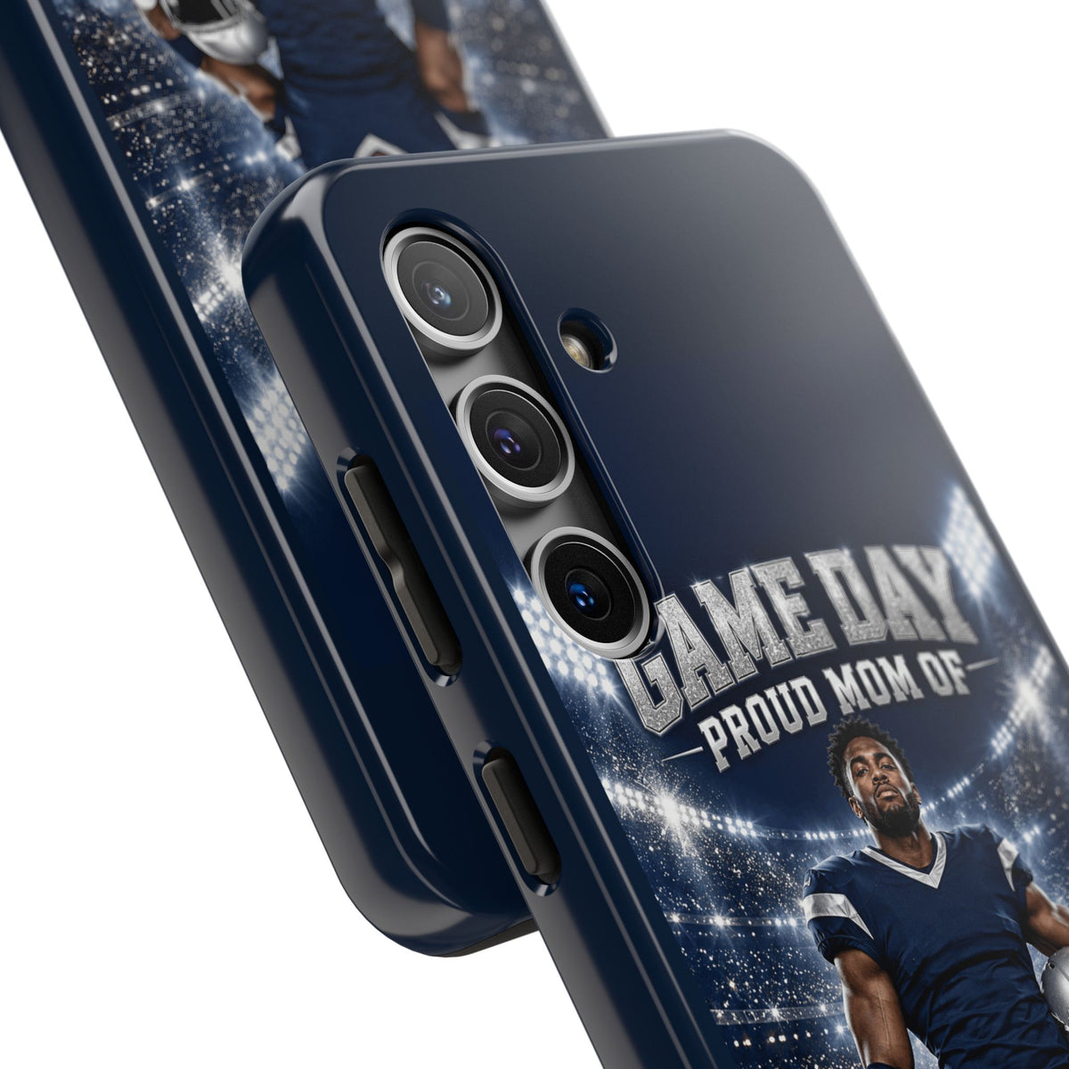 Personalized Game Day Proud Mom Photo Phone Case – Navy & Silver