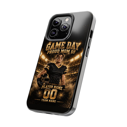 Personalized Game Day Proud Mom Photo Phone Case – Black & Gold