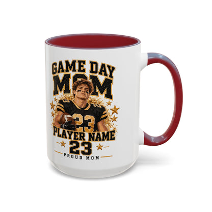 Personalized Game Day Mom Photo Mug – Custom Football Player Name & Number