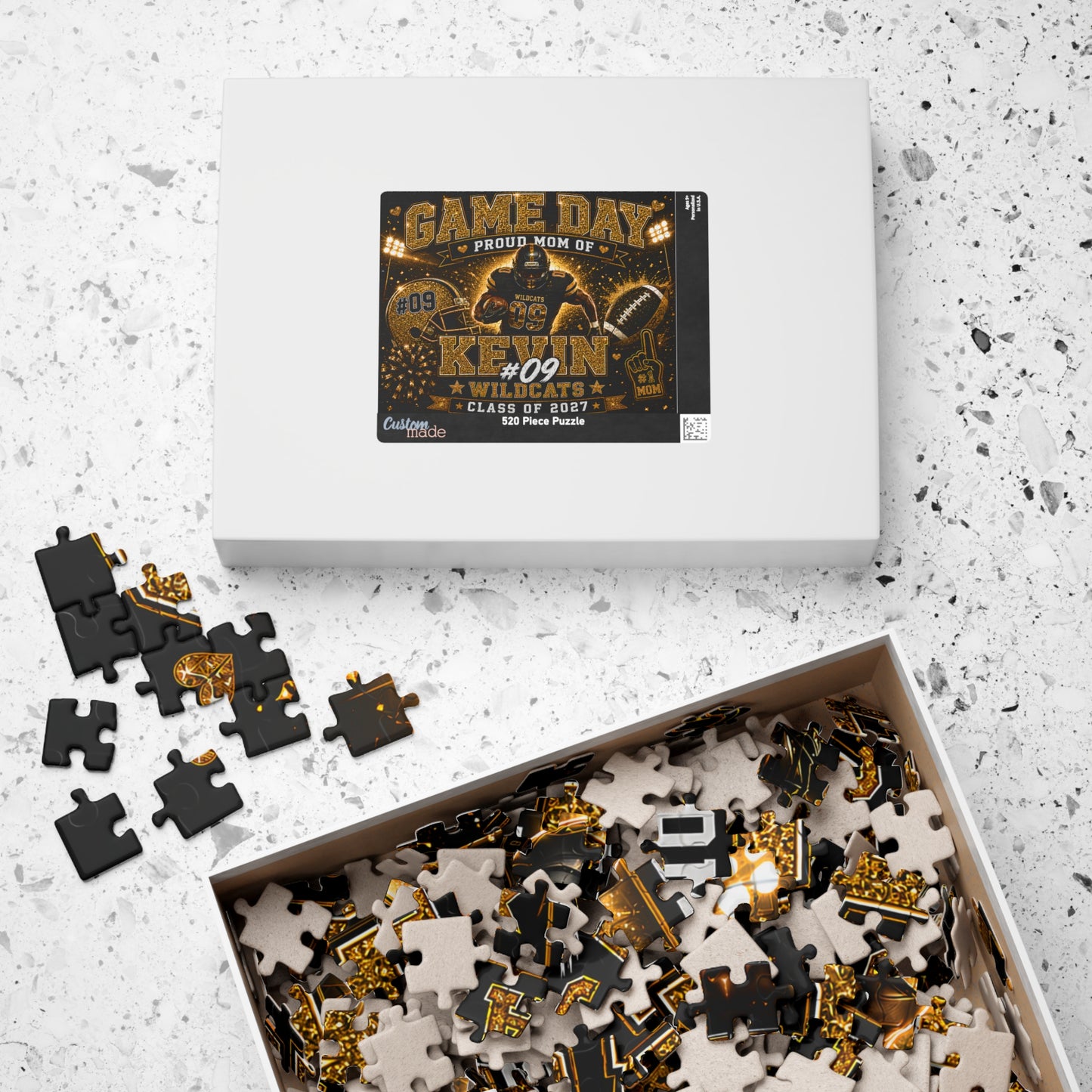 Personalized Football Mom Puzzle, Game Day Senior Mom Gift, Custom Player Name Number Team, Class of 2027 Football Gift
