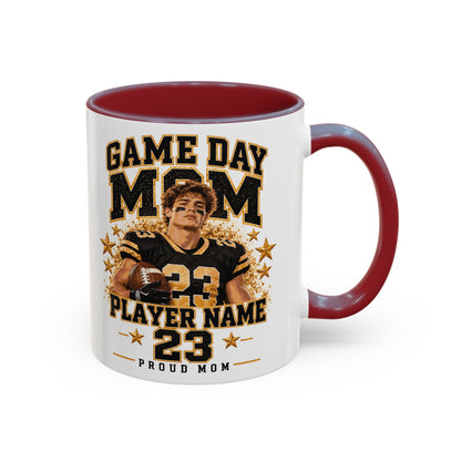 Personalized Game Day Mom Photo Mug – Custom Football Player Name & Number