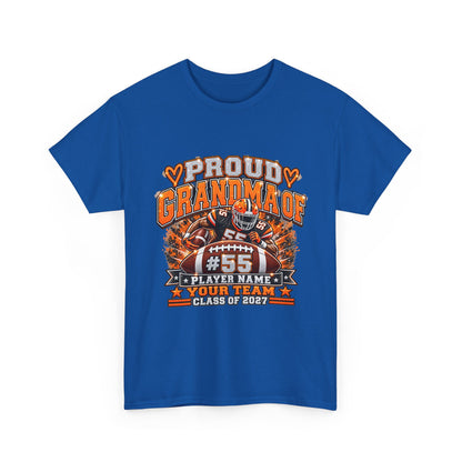 Personalized Football Grandma Shirt  Custom Player Photo, Name & Number, Glitter Effect Proud Grandma Game Day Tee