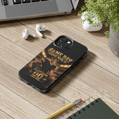 Personalized Game Day Proud Mom Photo Phone Case – Black & Gold