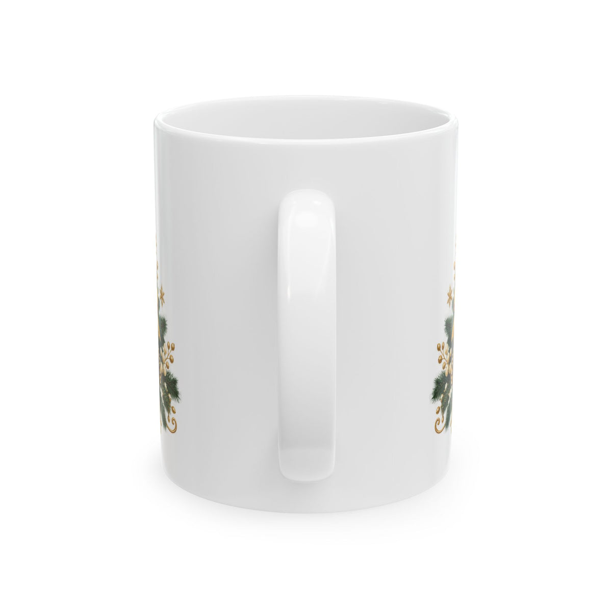 Personalized This Is My Christmas Mug — Elegant Green and Gold Trees