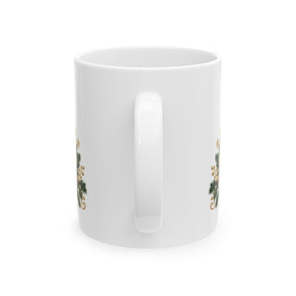 Personalized This Is My Christmas Mug — Elegant Green and Gold Trees