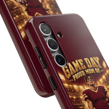 Personalized Game Day Proud Mom Photo Phone Case – Burgundy & Gold