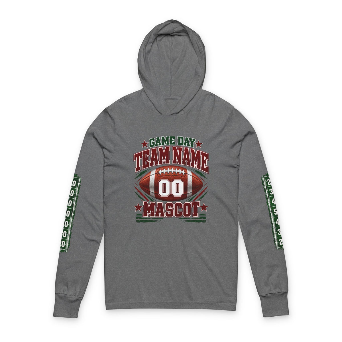 Game Day Football Hoodie Tee — Custom Team Name & Mascot (Number 00)