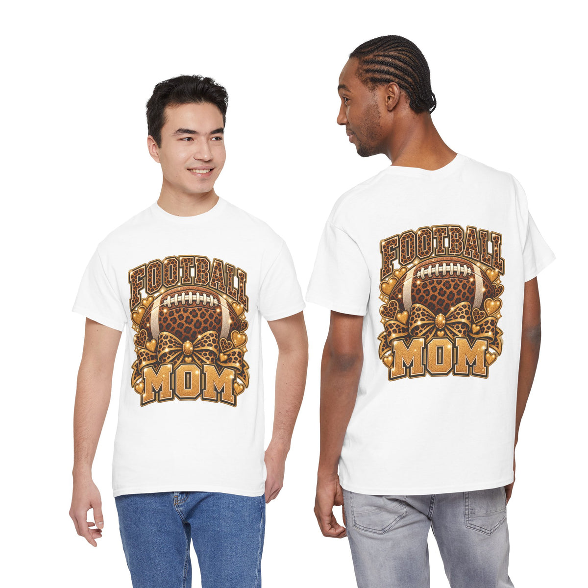 Football Mom T-Shirt — Leopard Football Design, Game Day Mom Tee