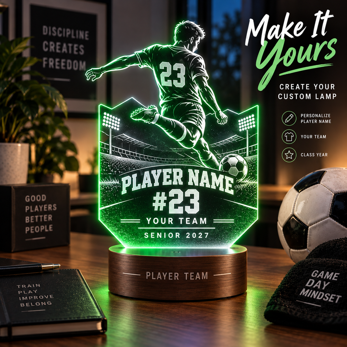 🏆 Proud Mom. Biggest Fan. Forever Memories. ❤️ Personalized Game Day LED Lamp!