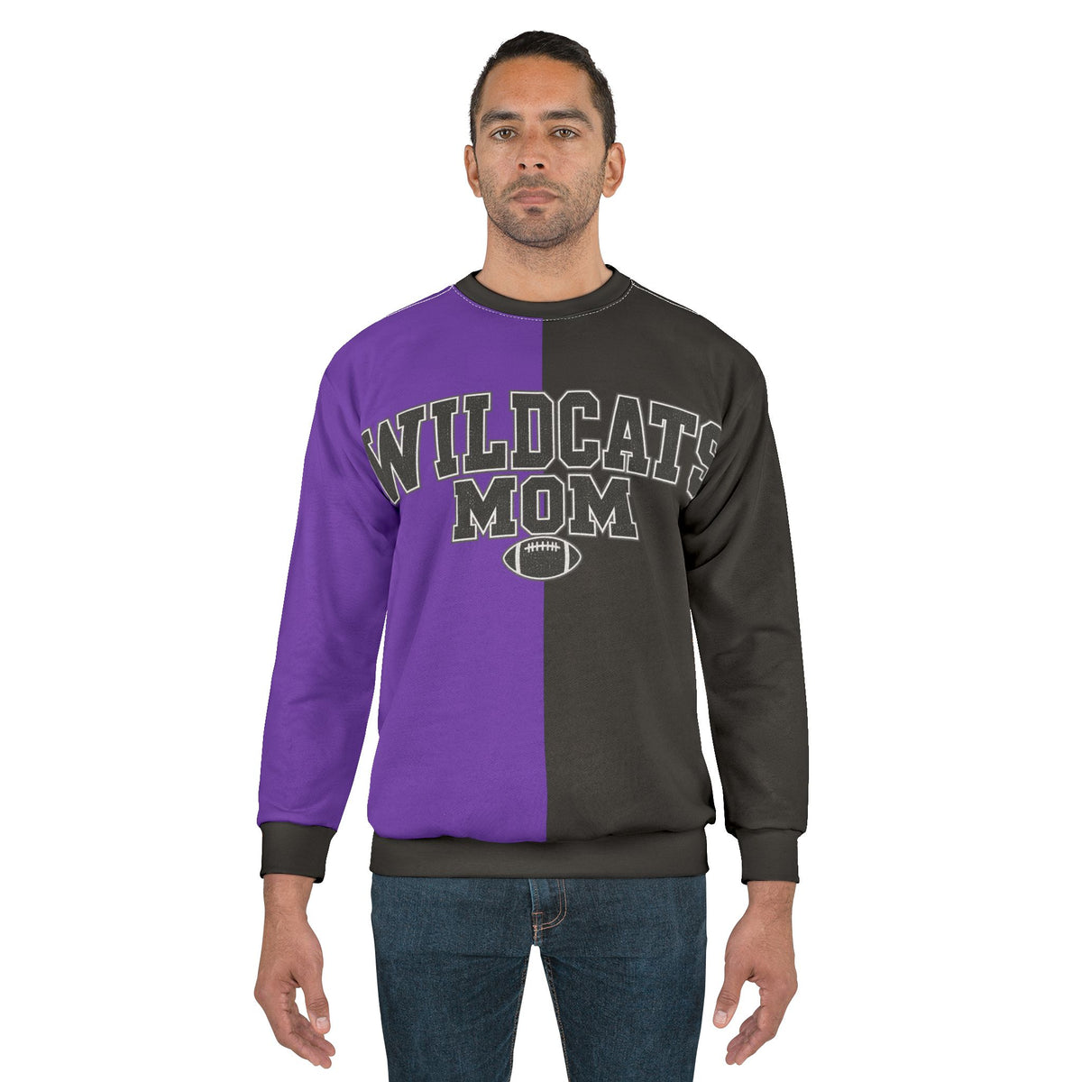 Personalized Wildcats Mom Two Tone Sweatshirt – Black & Purple, Custom Player Name Number