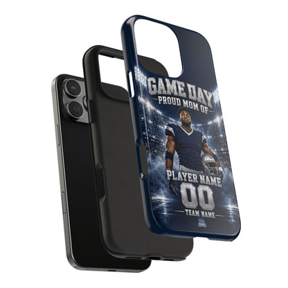 Personalized Game Day Proud Mom Photo Phone Case – Navy & Silver