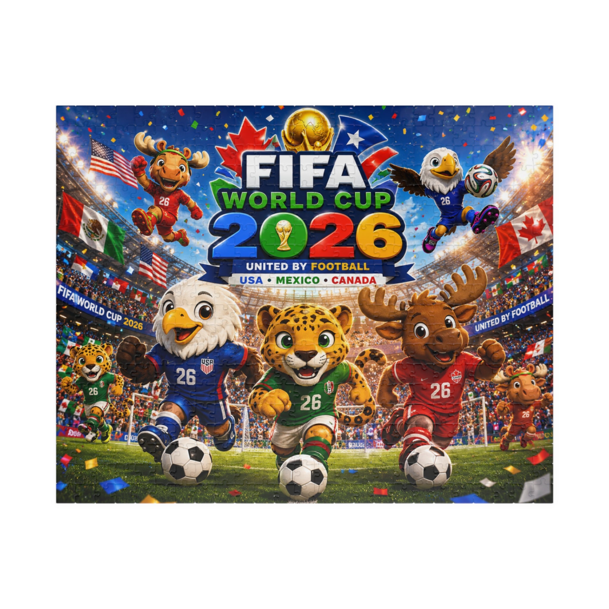 FIFA World Cup 2026 Mascots Jigsaw Puzzle — 110/520/-Piece Soccer Puzzle