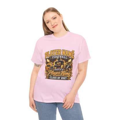 Personalized Senior Football Mom Shirt, Custom Player Name Team Number Tee, Class of 2027 Game Day Mom Shirt, Glitter Effect Football Gift