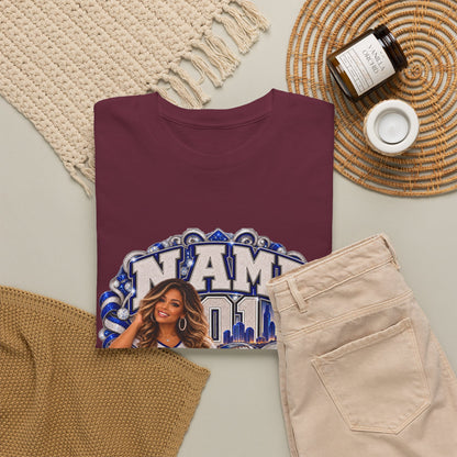 Personalized Football Mom Shirt – Custom Player Name, Number & Team Name – Lady Mascot Game Day Mom Tee – Glitter Effect