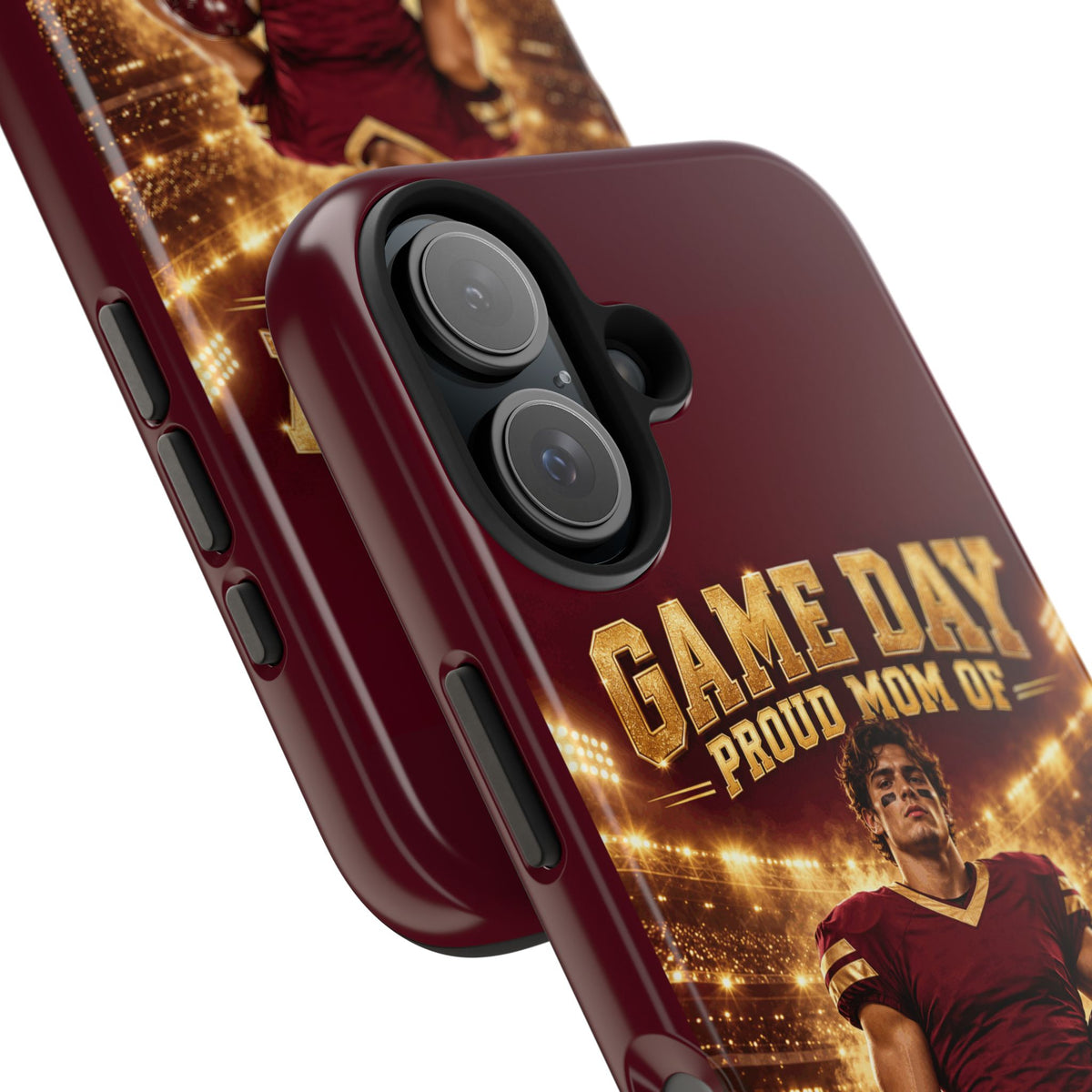 Personalized Game Day Proud Mom Photo Phone Case – Burgundy & Gold