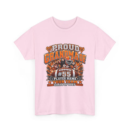 Personalized Football Grandma Shirt  Custom Player Photo, Name & Number, Glitter Effect Proud Grandma Game Day Tee
